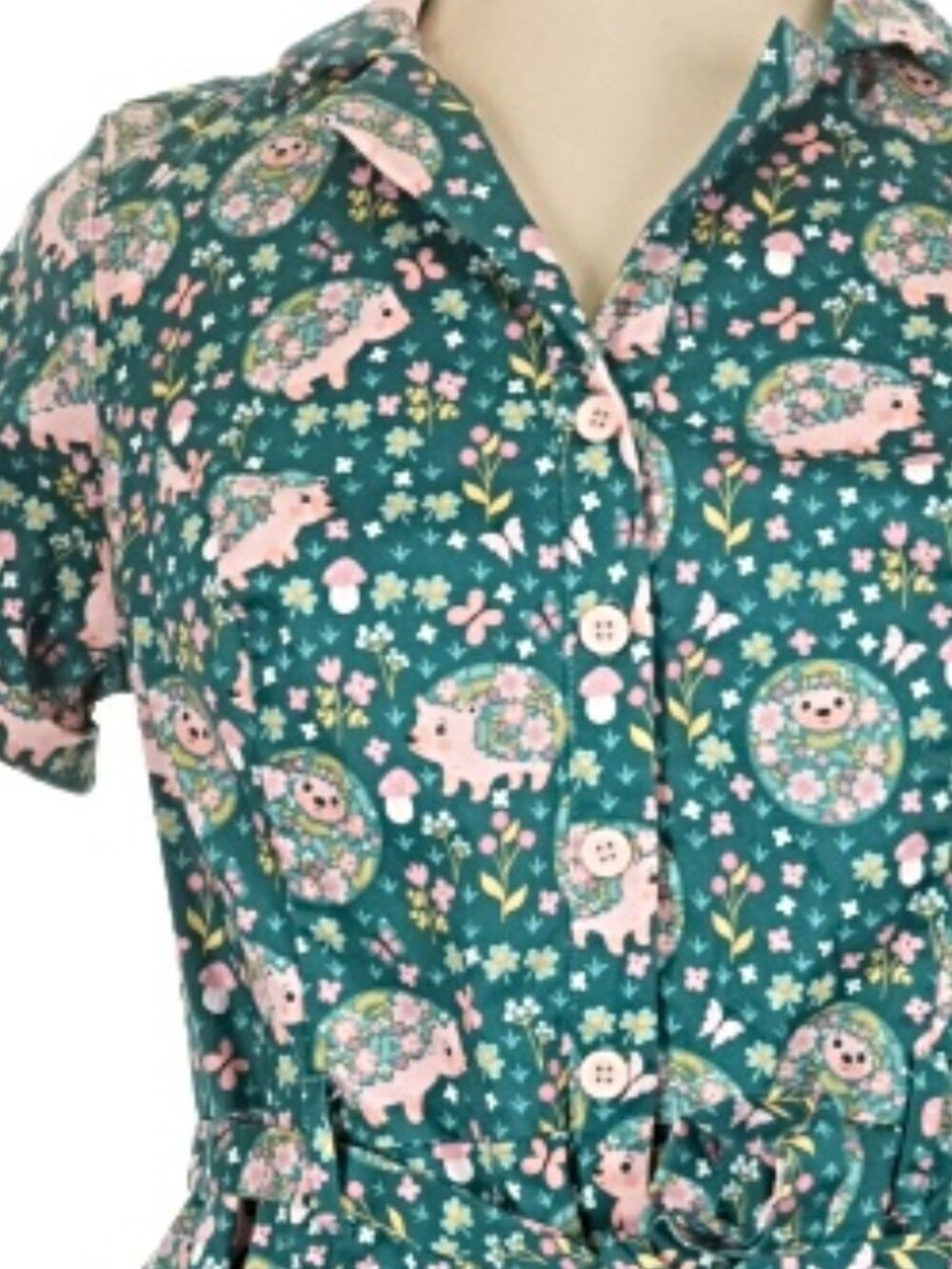 Eva Rose Modern Millie Hedgehog Shirtwaist Dress 1X Plus New Made in USA